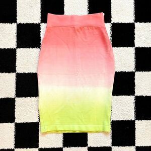 Ombre Watermelon Pink and Yellow Pencil Skirt XS